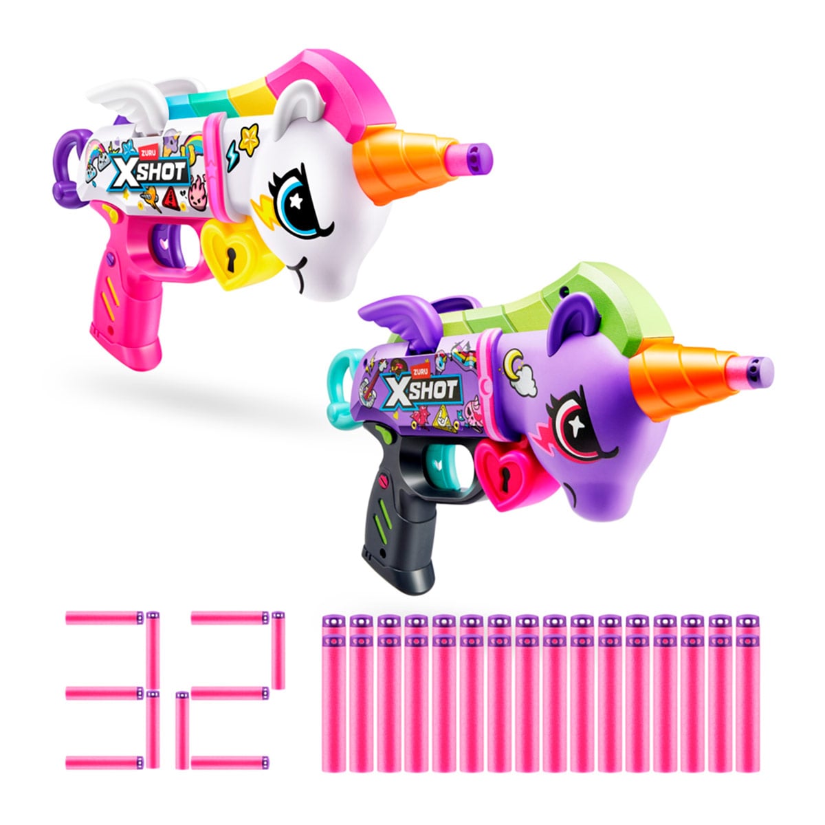 PACK X2 LANZADORES DE DARDOS X-SHOT BLASTERCORN UNICORNIO - 1
