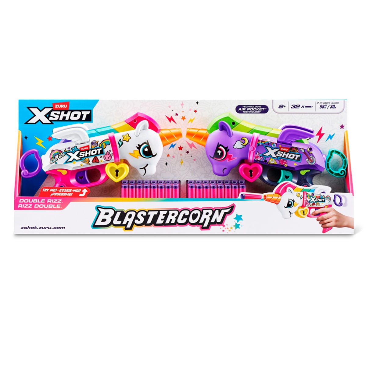 PACK X2 LANZADORES DE DARDOS X-SHOT BLASTERCORN UNICORNIO - 2