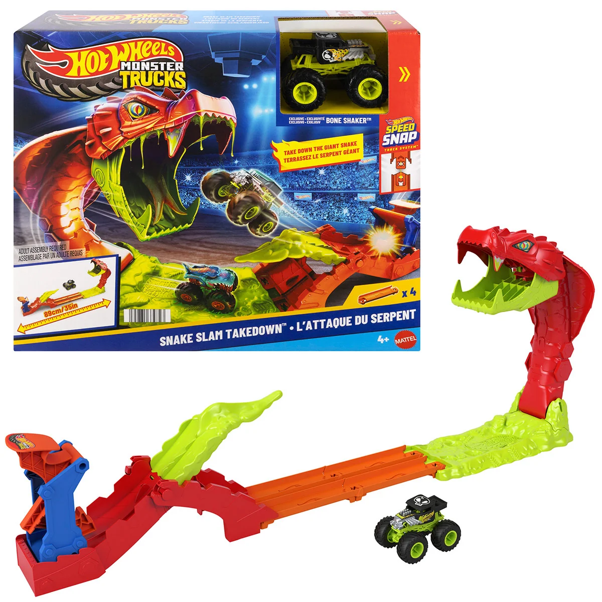 PISTA DE AUTOS HOT WHEELS MONSTER TRUCKS MORDIDA DE SERPIENTE - 1