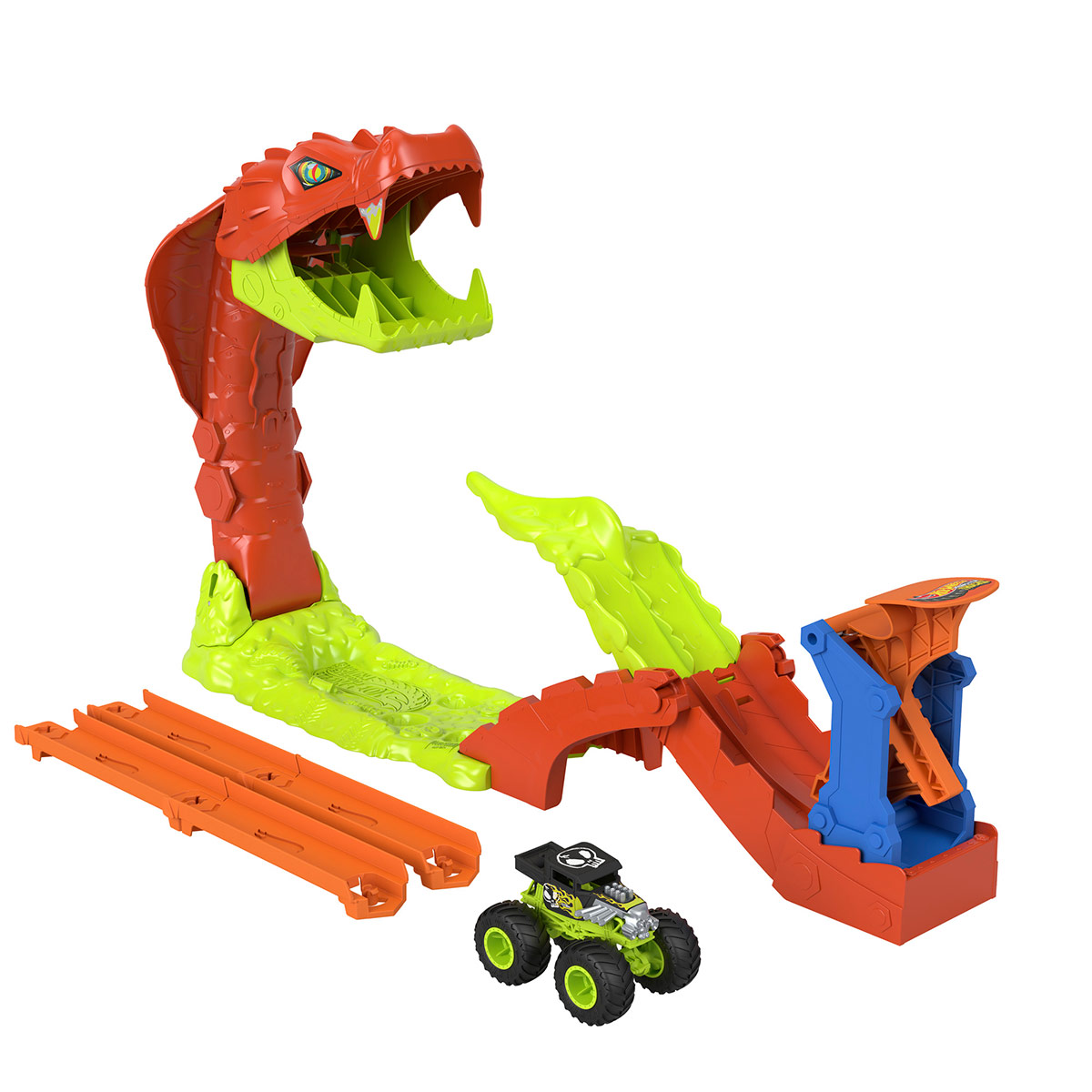 PISTA DE AUTOS HOT WHEELS MONSTER TRUCKS MORDIDA DE SERPIENTE - 2