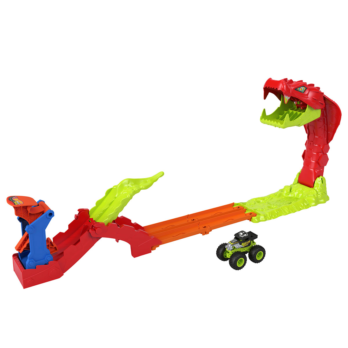 PISTA DE AUTOS HOT WHEELS MONSTER TRUCKS MORDIDA DE SERPIENTE - 4