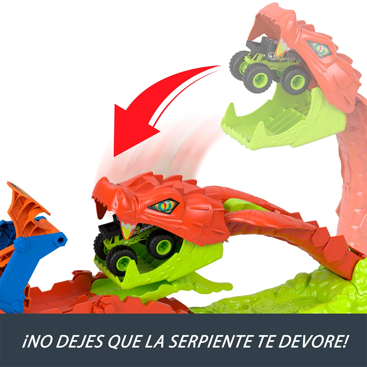 PISTA DE AUTOS HOT WHEELS MONSTER TRUCKS MORDIDA DE SERPIENTE - 5