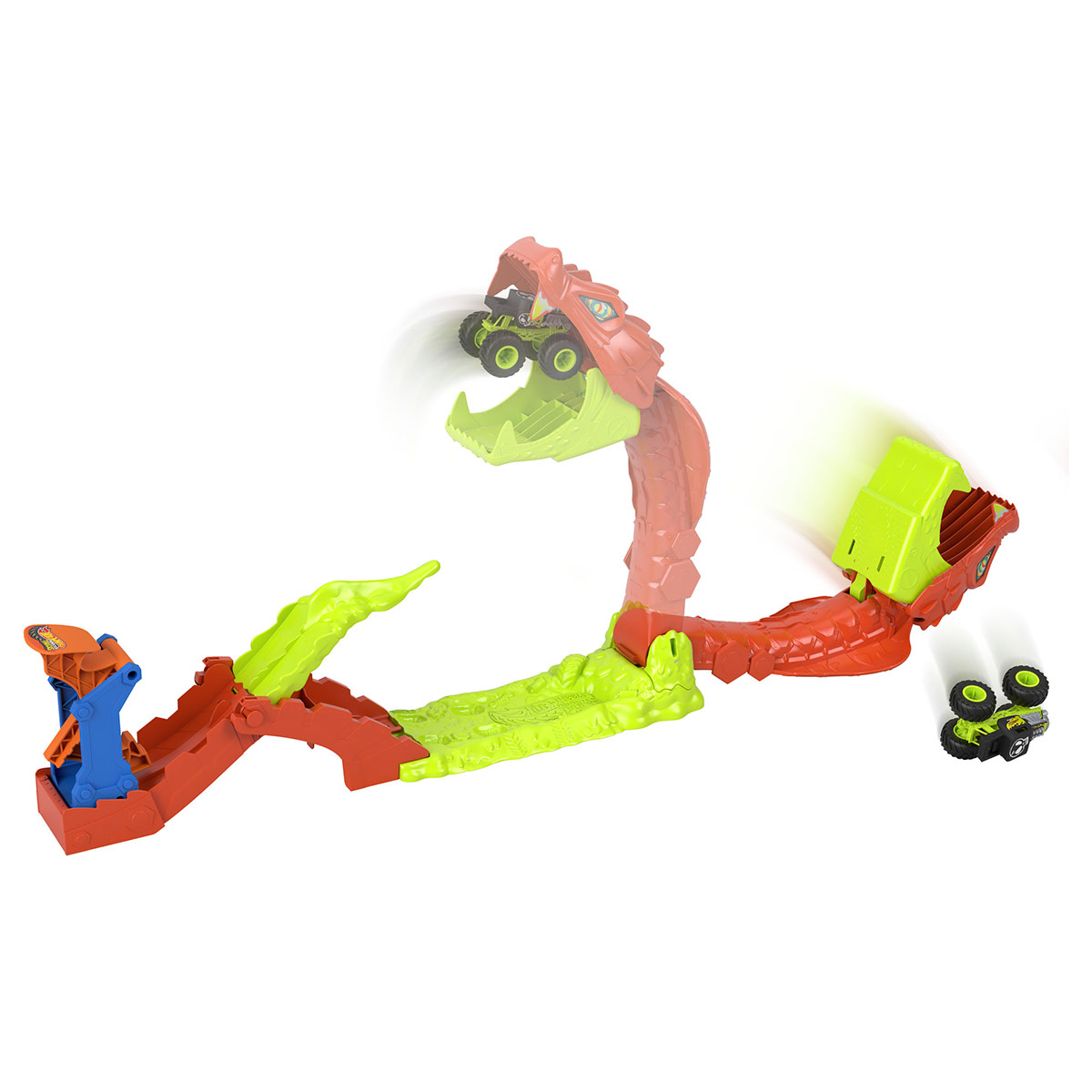 PISTA DE AUTOS HOT WHEELS MONSTER TRUCKS MORDIDA DE SERPIENTE - 8