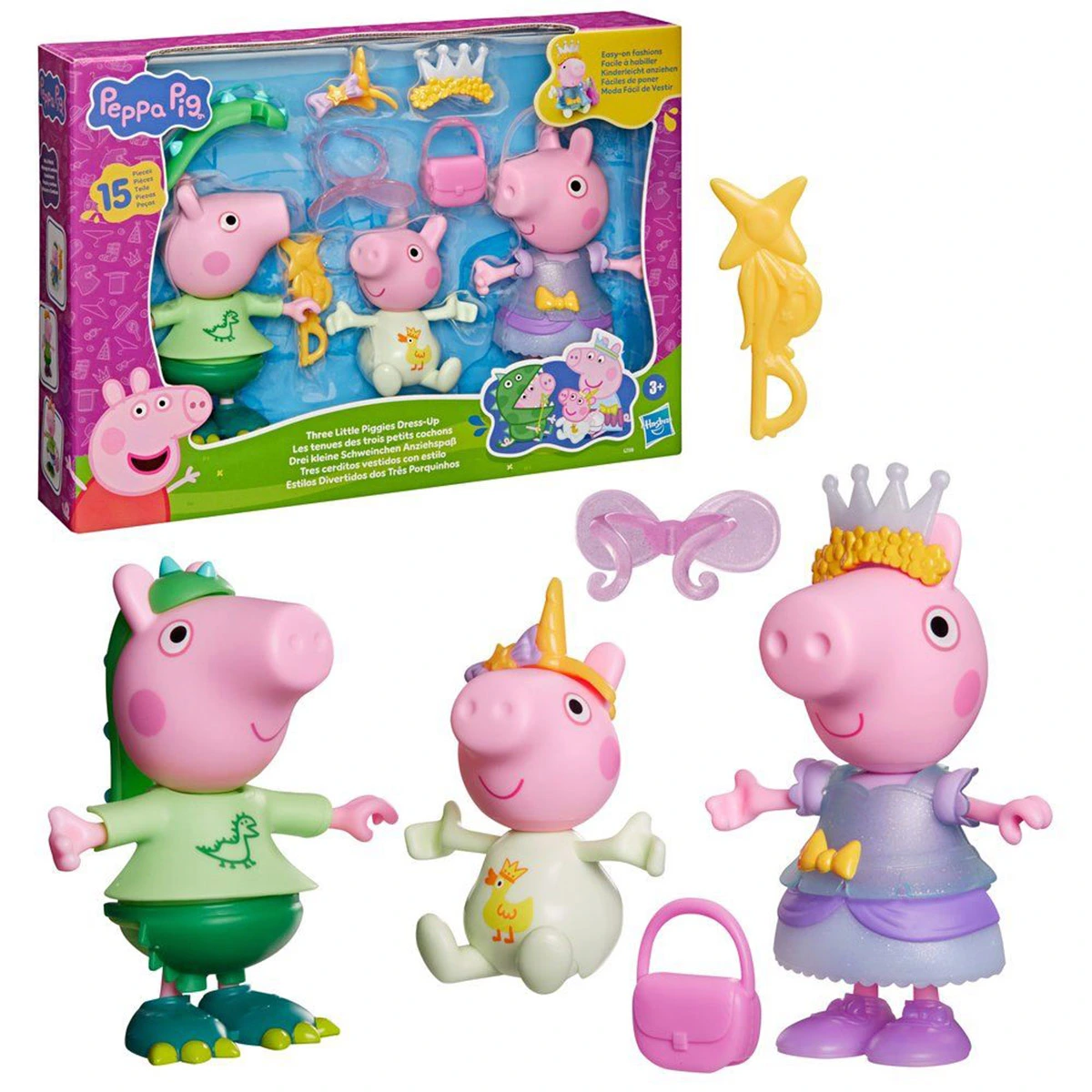 MUÑECA PEPPA PIG TRES CERDITOS VESTIDOS CON ESTILO - 1