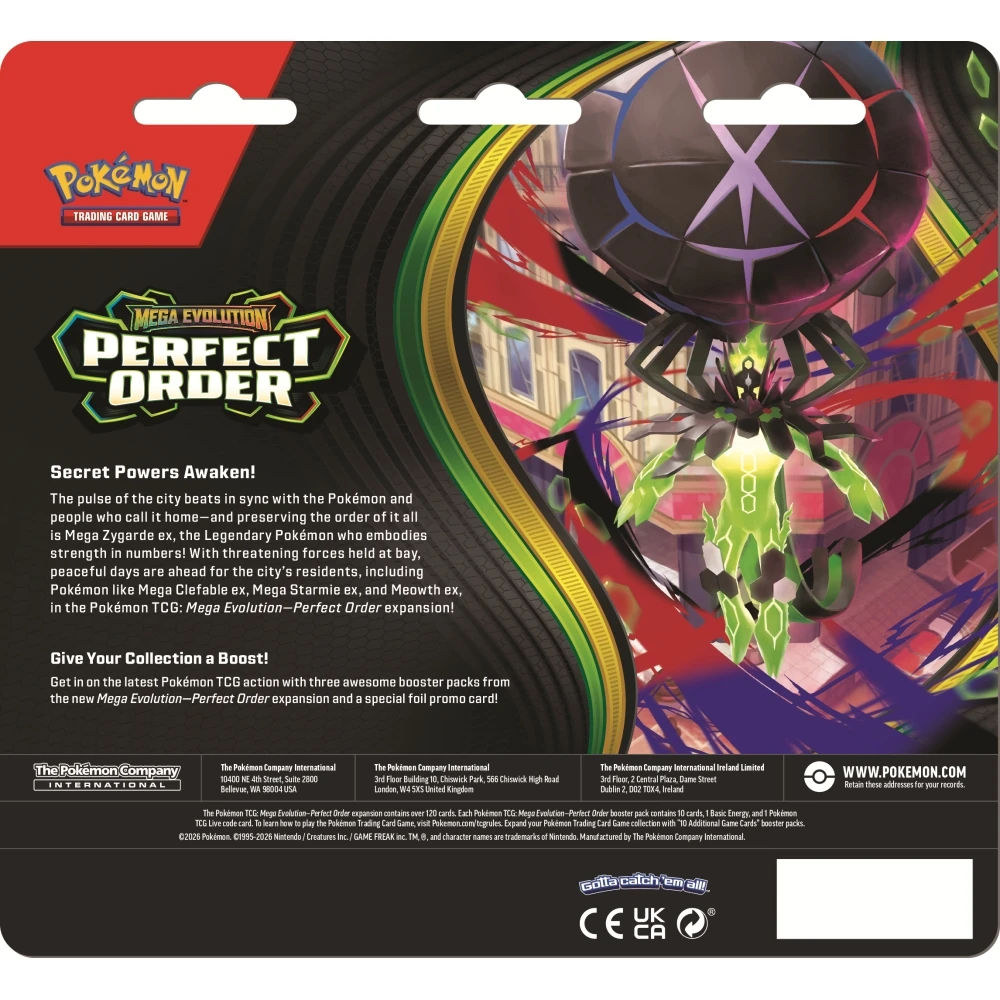 PACK X3 BLÍSTER CARTAS POKÉMON TCG "MEGA EVOLUTION - PERFECT ORDER" EN INGLÉS - 2