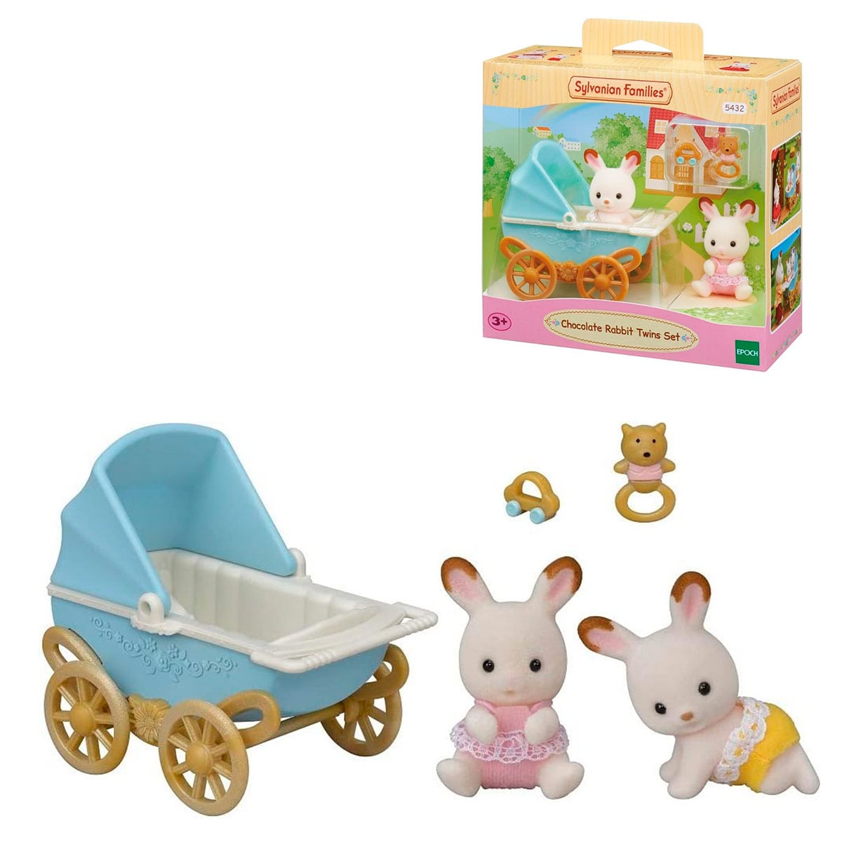 FIGURA COLECCIONABLE SYLVANIAN FAMILIES SET COCHE GEMELOS CONEJO CHOCOLATE - 1