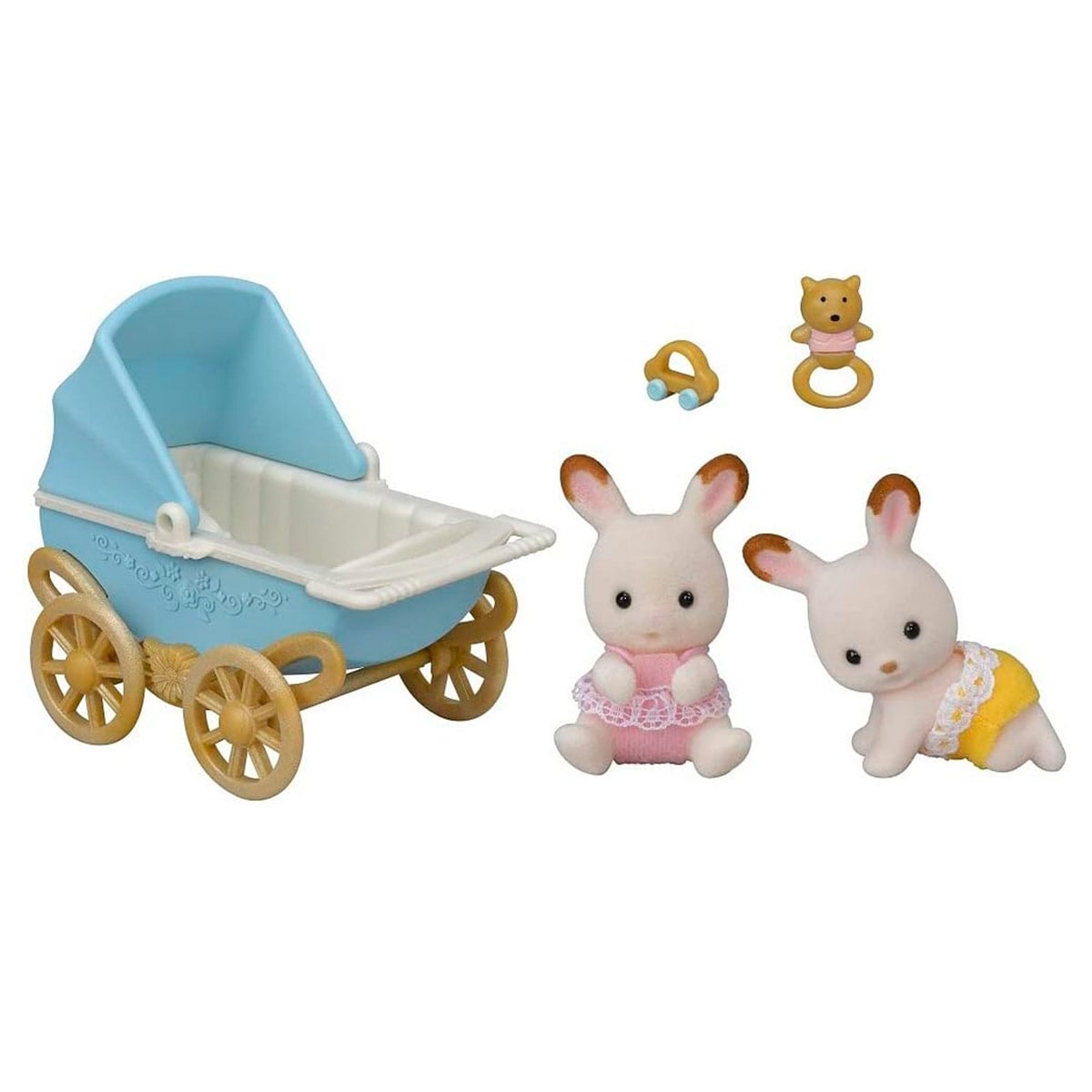 FIGURA COLECCIONABLE SYLVANIAN FAMILIES SET COCHE GEMELOS CONEJO CHOCOLATE - 2
