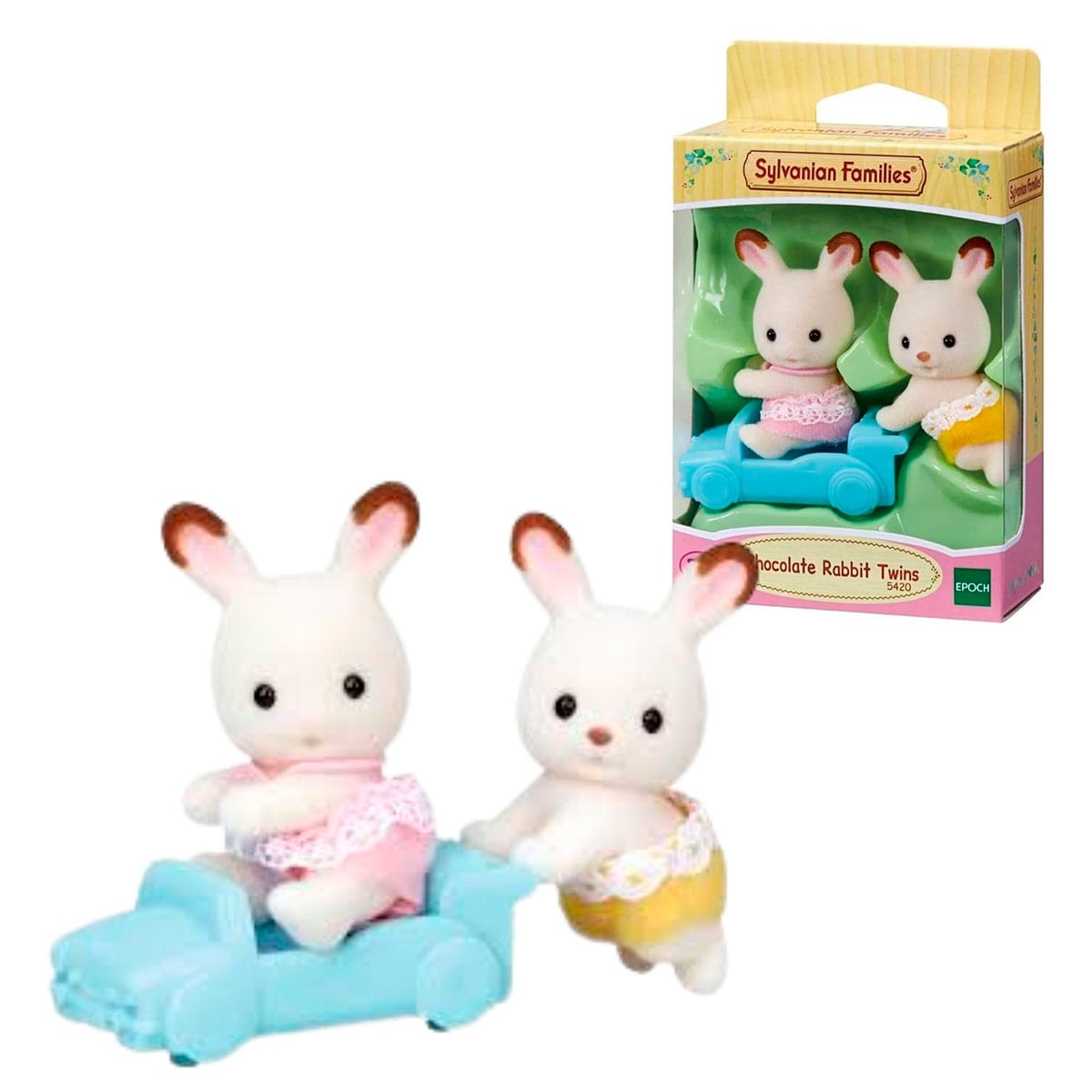 FIGURA COLECCIONABLE SYLVANIAN FAMILIES GEMELOS CONEJO CHOCOLATE - 1