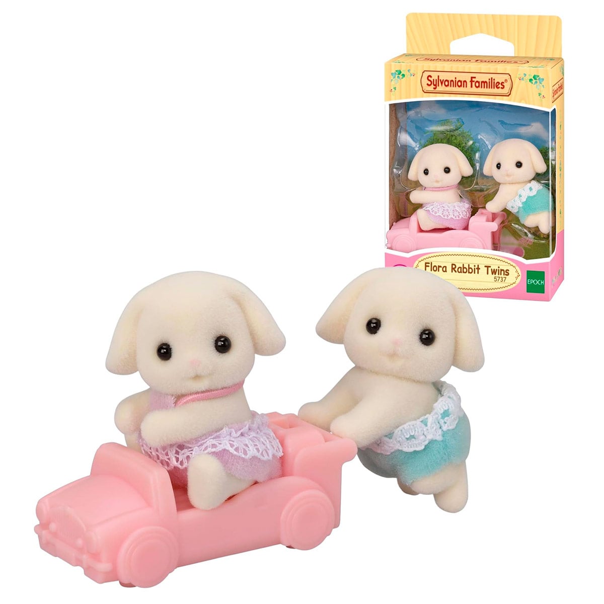 FIGURA COLECCIONABLE SYLVANIAN FAMILIES GEMELOS CONEJO FLORA - 1