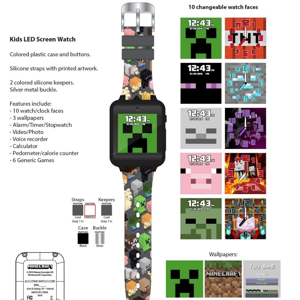 RELOJ MINECRAFT INTERACTIVO CORREA GRIS - 2