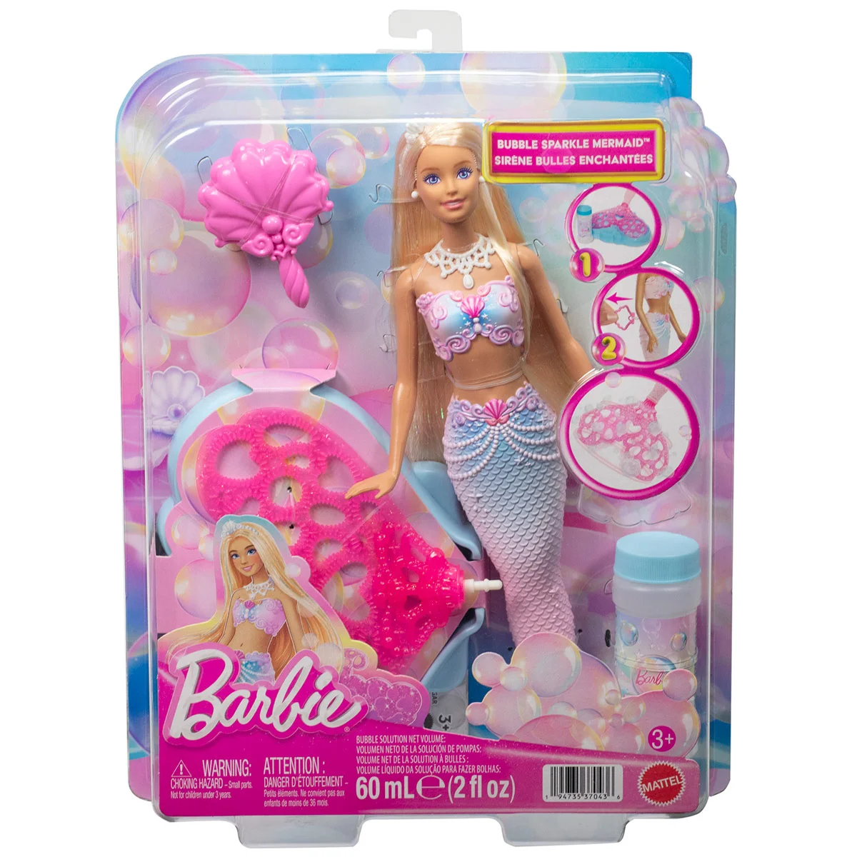 MUÑECA BARBIE SIRENA CON BURBUJAS FANTASÍA - 1