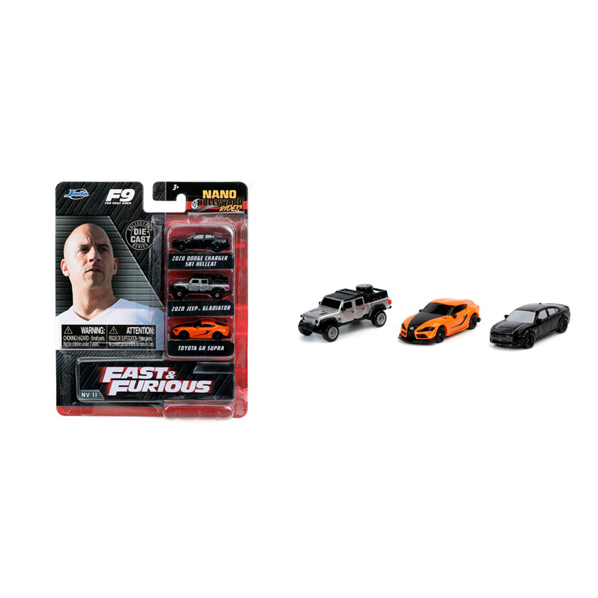 PACK X3 VEHÍCULOS DE JUGUETE JADA DIECAST 1.65" A RÁPIDOS Y FURIOSOS - 2