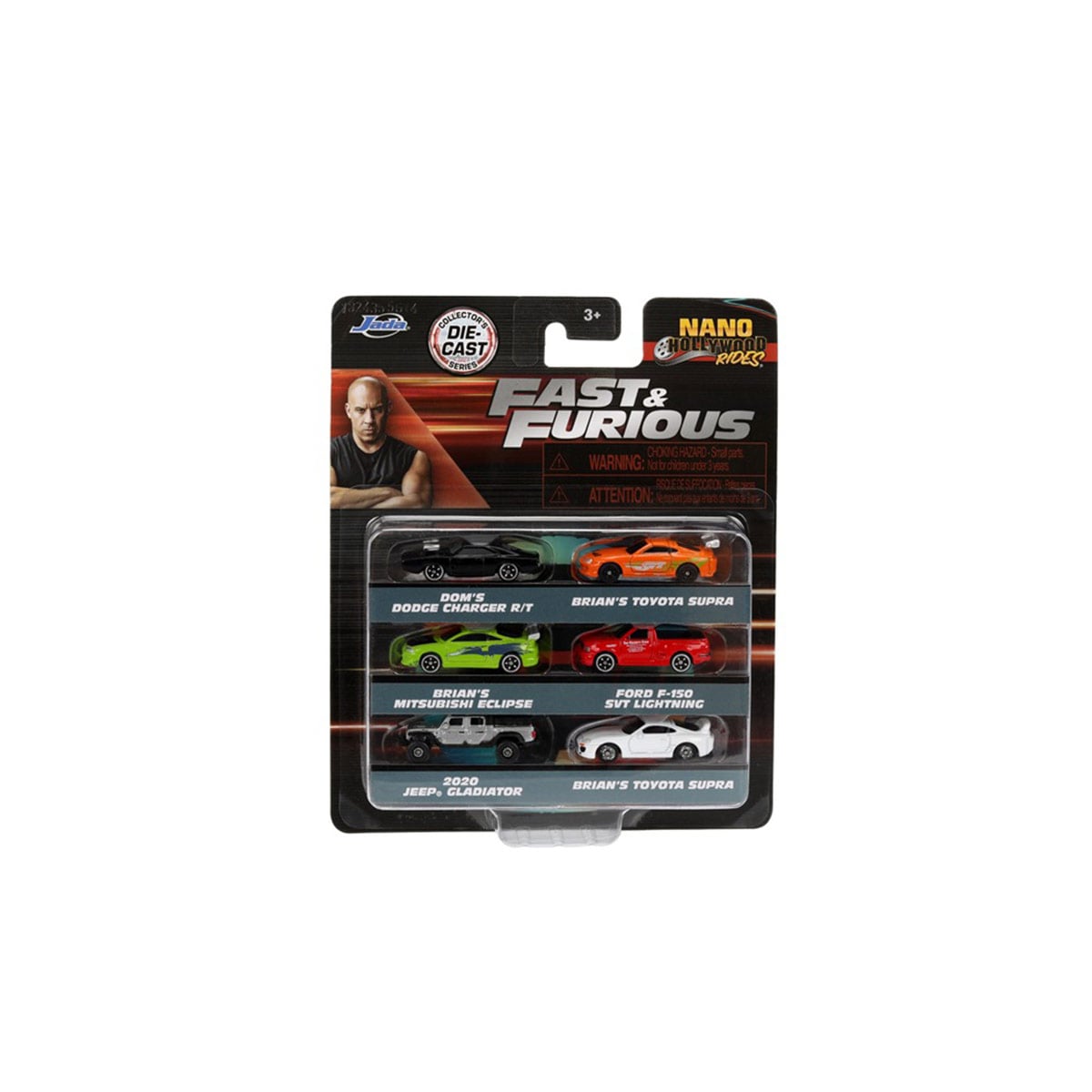 PACK X6 VEHÍCULOS DE JUGUETE JADA DIECAST 1.65" A RÁPIDOS Y FURIOSOS - 1