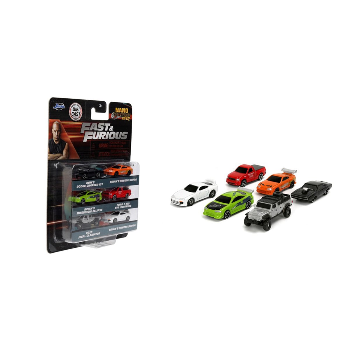 PACK X6 VEHÍCULOS DE JUGUETE JADA DIECAST 1.65" A RÁPIDOS Y FURIOSOS - 2