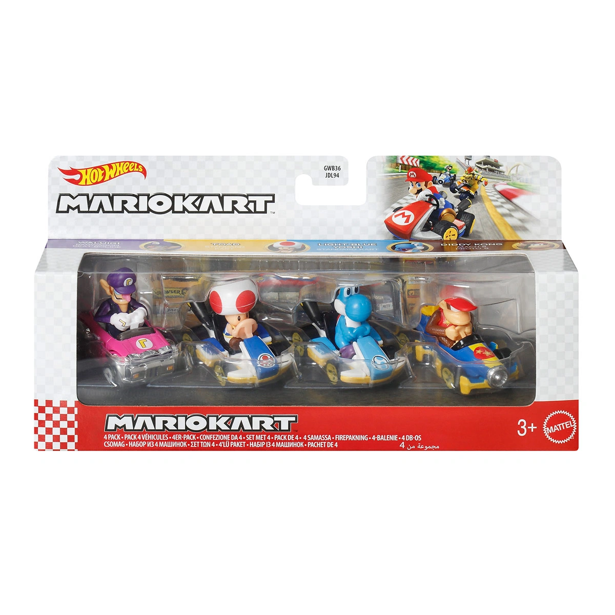 HOT WHEELS MARIO KART PAQUETE DE 4 VEHÍCULOS DE JUGUETE - 1