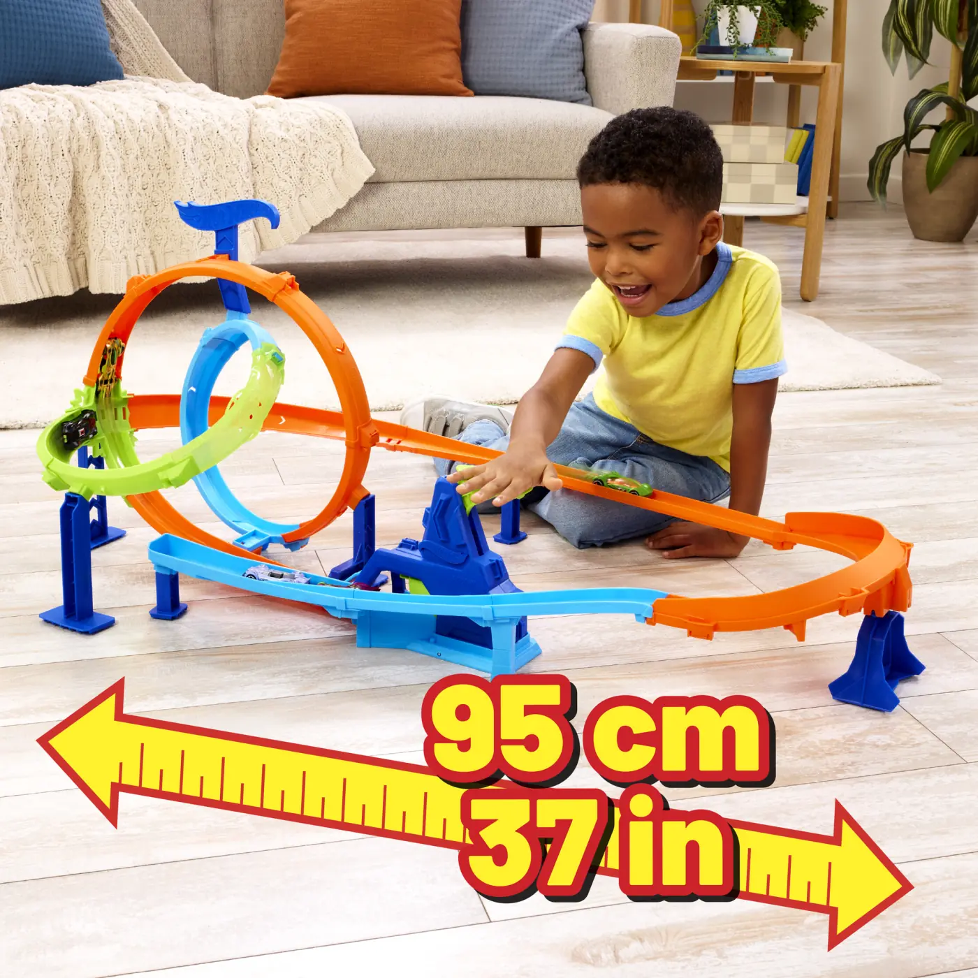 PISTA DE JUGUETE HOT WHEELS ACROBACIAS LANZA Y CHOCA - 3