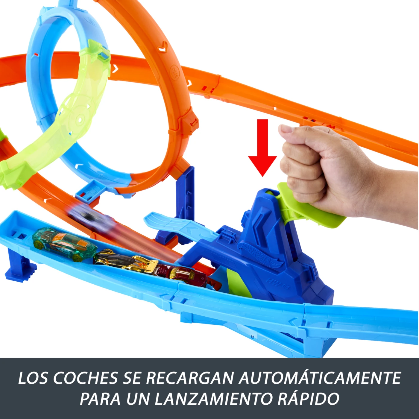 PISTA DE JUGUETE HOT WHEELS ACROBACIAS LANZA Y CHOCA - 6