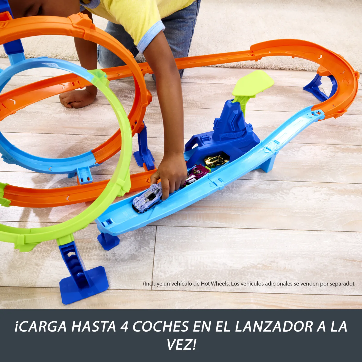 PISTA DE JUGUETE HOT WHEELS ACROBACIAS LANZA Y CHOCA - 7