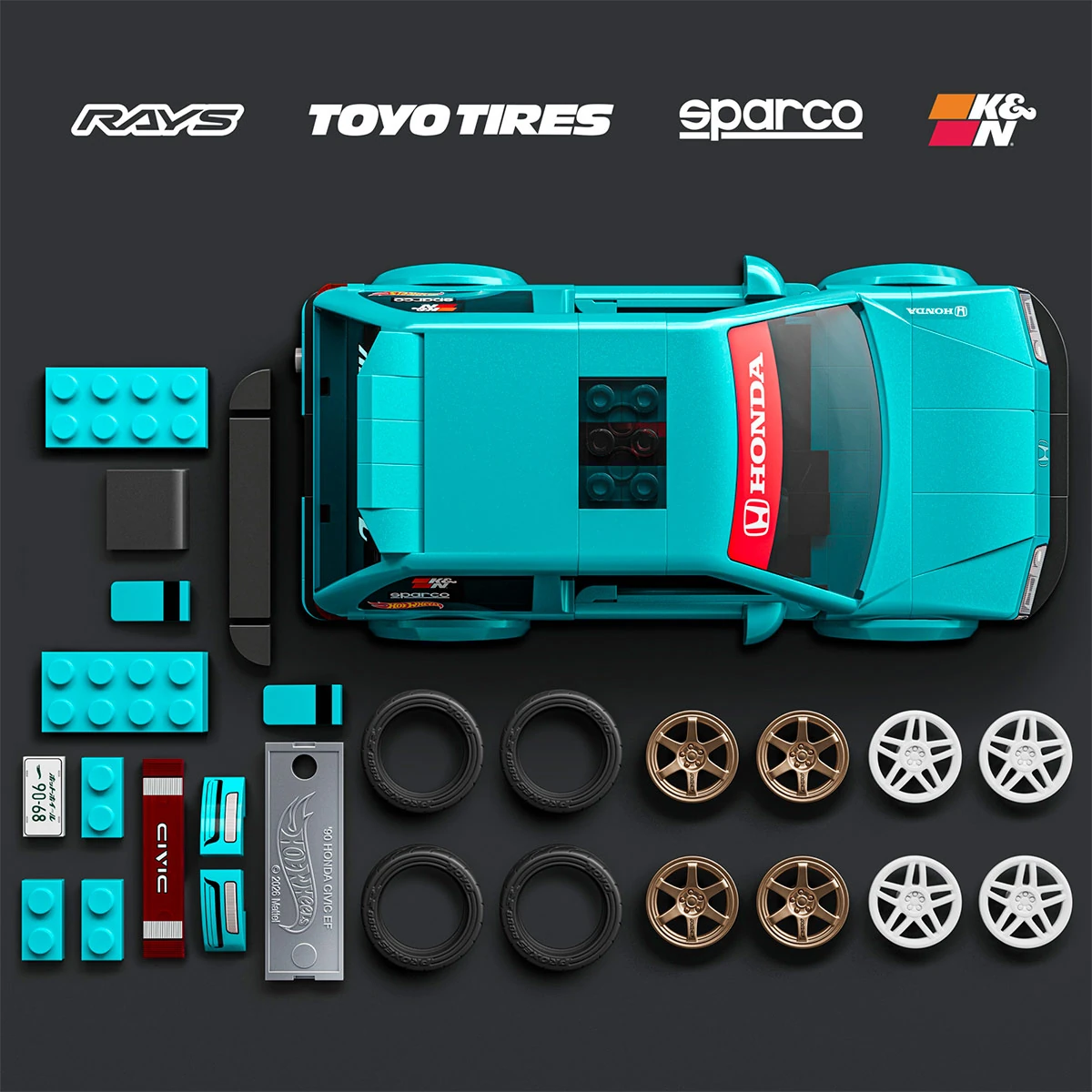 SET DE CONSTRUCCIÓN BRICK SHOP HOT WHEELS SPEED CUSTOM '90 HONDA CIVIC EF - 4