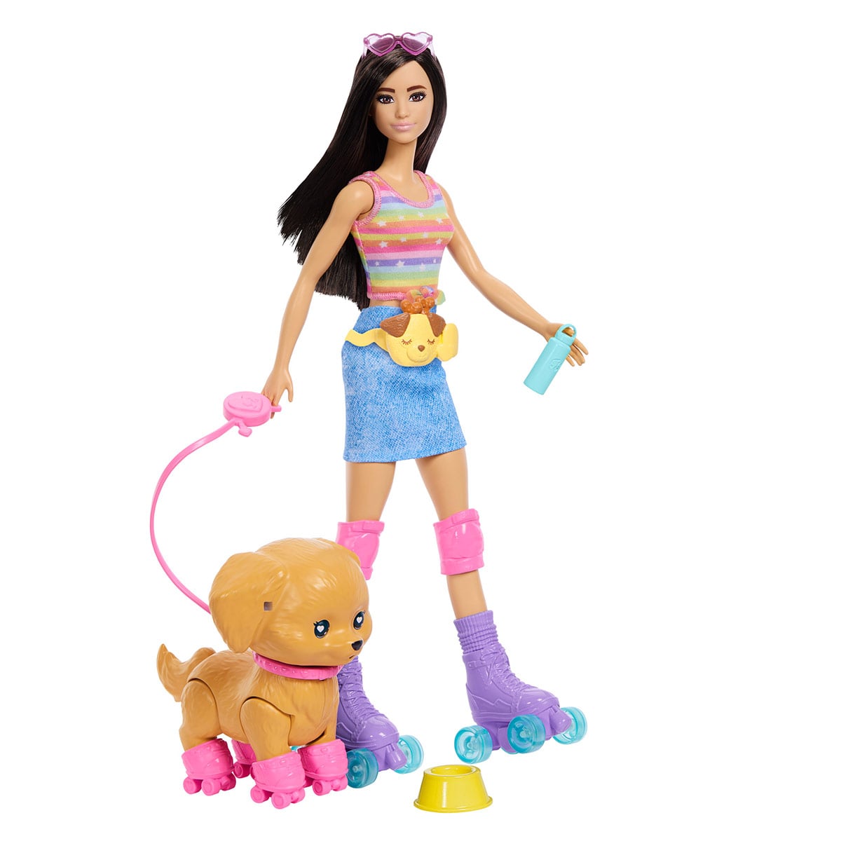 MUÑECA BARBIE PATINA Y CORRE CON PERRITO - 1