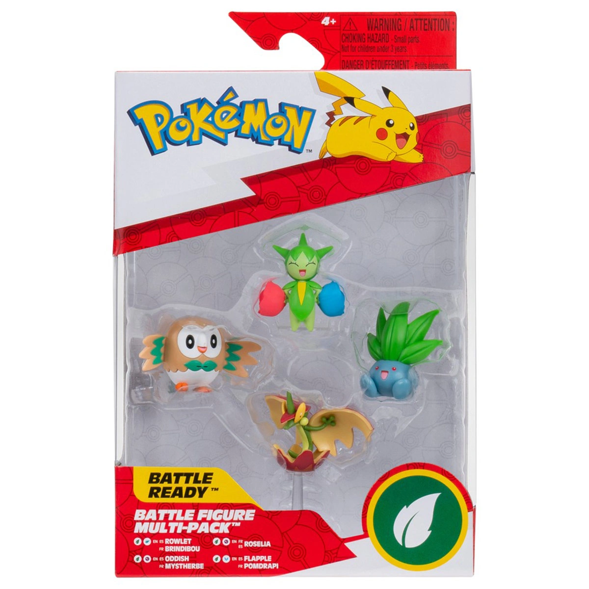 PACK X4 FIGURAS  POKÉMON ROWLET, ROSELIA, FLAPPLE, ODDISH PKW4377 - 1