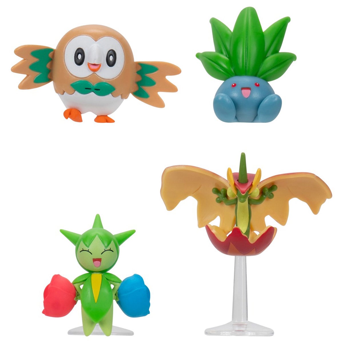 PACK X4 FIGURAS  POKÉMON ROWLET, ROSELIA, FLAPPLE, ODDISH PKW4377 - 2