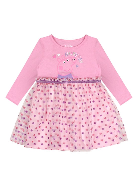 Vestido Niña Peppa Pig Oficial - Ropa Infantil Cómoda, Colorida Y De Diario, Tejido Suave De Algodón Y Poliéster, Ideal Para Cole O Fiestas