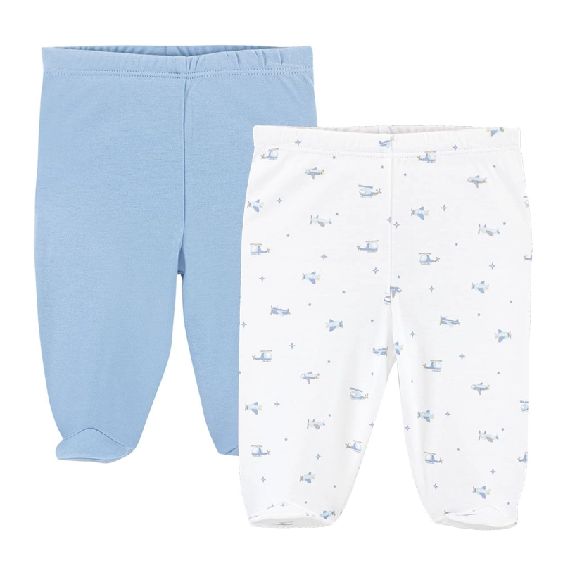 PACK 2 PANTALONES ALGODÓN PIMA NIÑO BABY CLUB CHIC BLANCO HAPPY FLIGHT - 1
