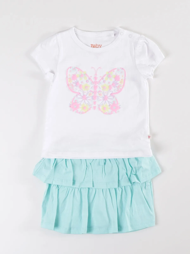 CONJUNTO NEON ALGODÓN POLO + FALDA BEBE NIÑA BABY HARVEST - 1