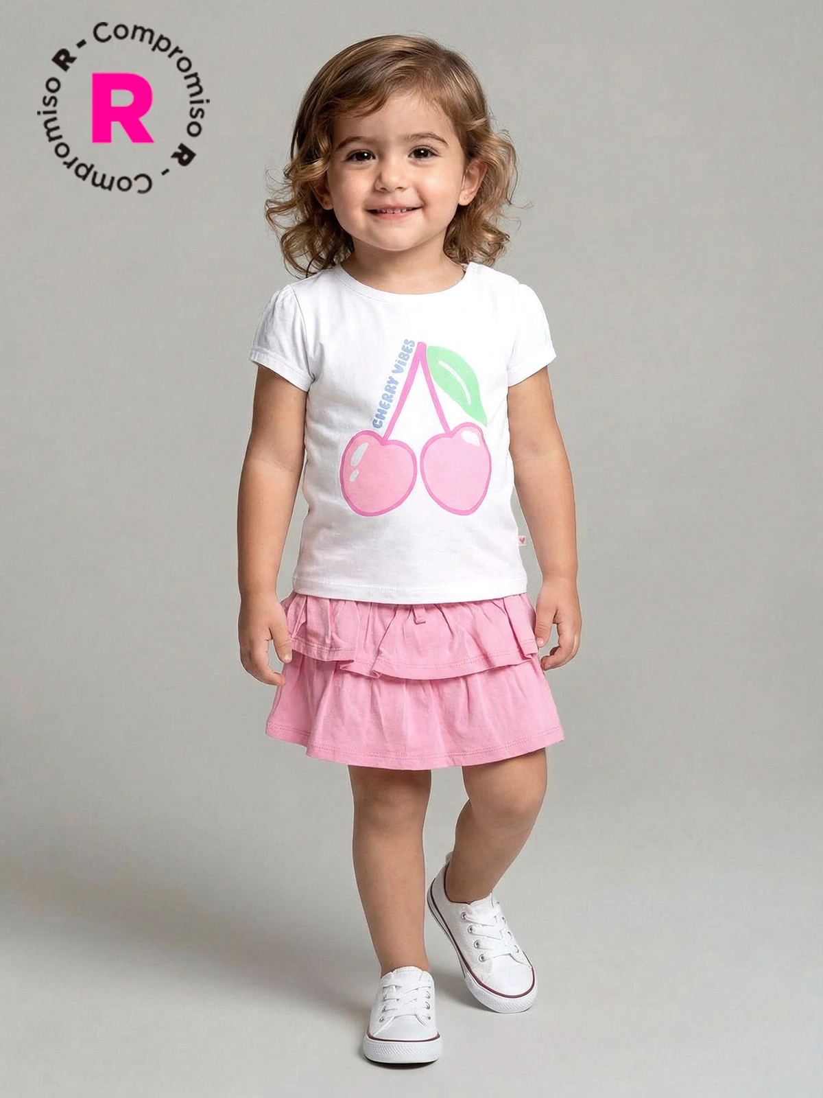CONJUNTO NEON ALGODÓN POLO + FALDA BEBE NIÑA BABY HARVEST - 1