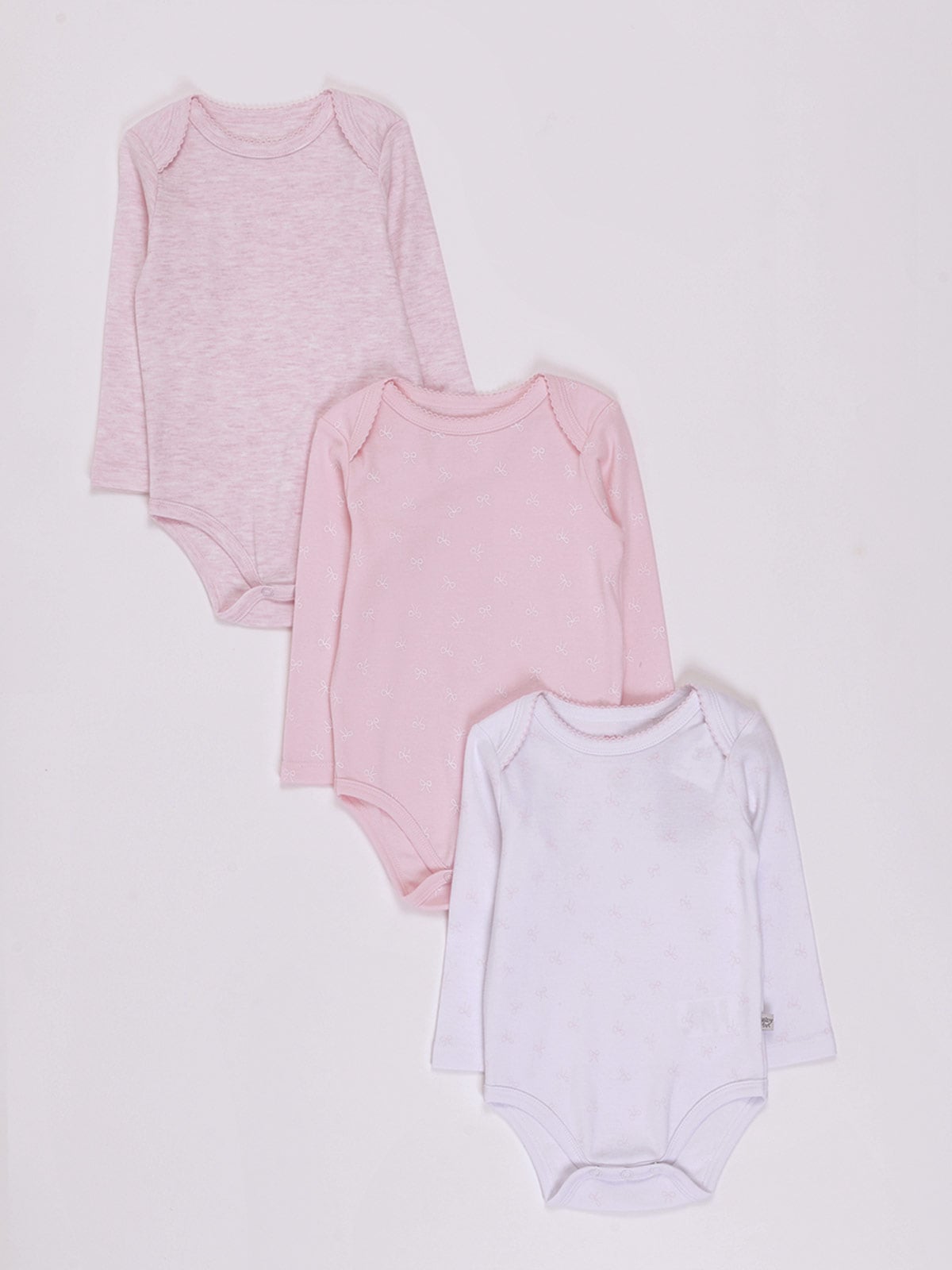 PACK X3 BODYS MANGA LARGA ALGODÓN BEBE NIÑA BABY HARVEST - 1