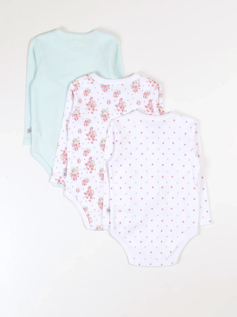 PACK X3 BODYS MANGA LARGA ALGODÓN BEBE NIÑA BABY HARVEST - 2