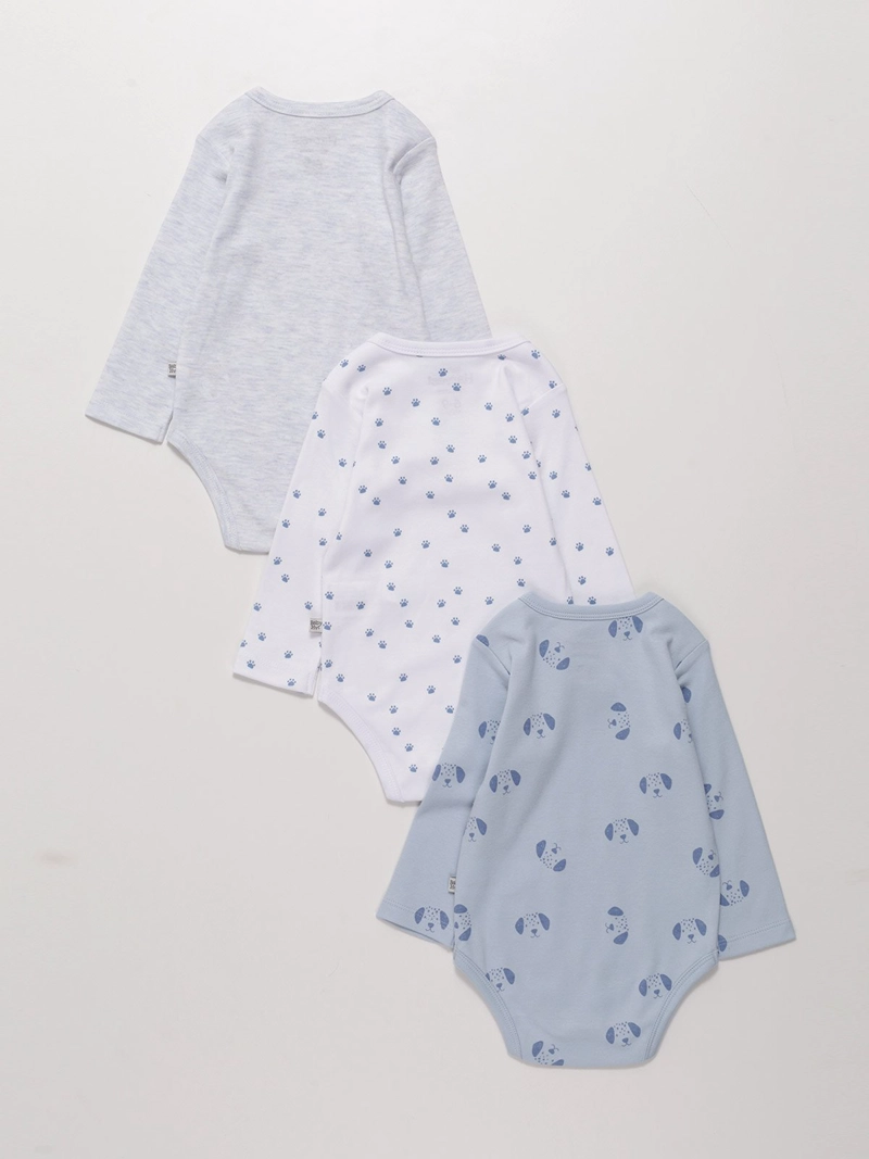 PACK X3 BODYS MANGA LARGA ALGODÓN BEBE NIÑO BABY HARVEST - 2