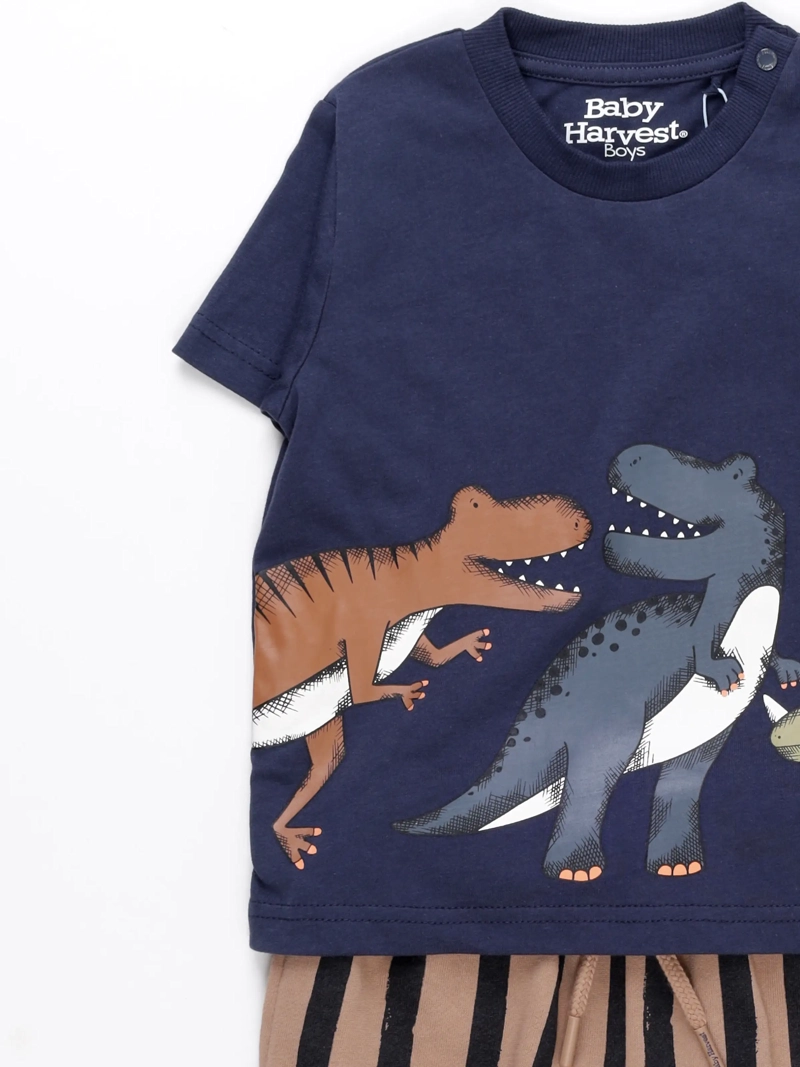 CONJUNTO DINO ALGODÓN POLO + SHORT BEBE NIÑO BABY HARVEST - 3