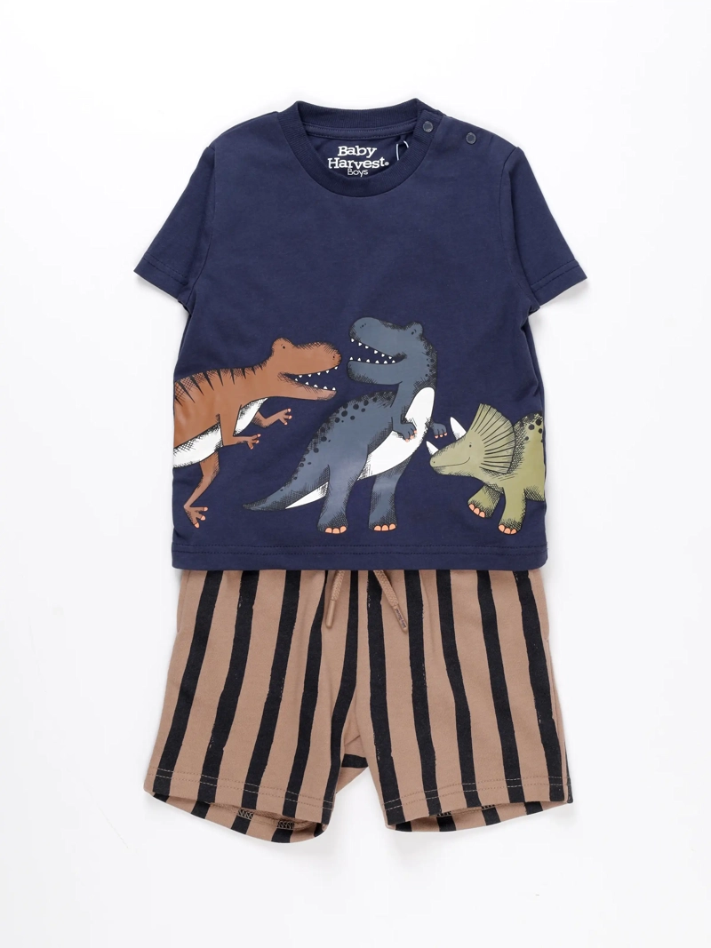 CONJUNTO DINO ALGODÓN POLO + SHORT BEBE NIÑO BABY HARVEST - 1