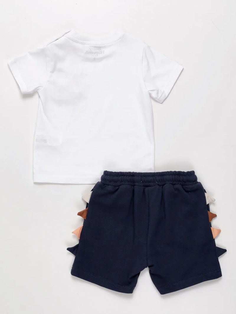 CONJUNTO DINO ALGODÓN POLO + SHORT BEBE NIÑO BABY HARVEST - 2