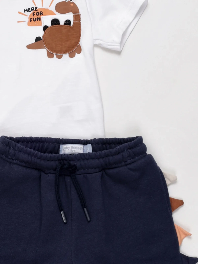 CONJUNTO DINO ALGODÓN POLO + SHORT BEBE NIÑO BABY HARVEST - 3