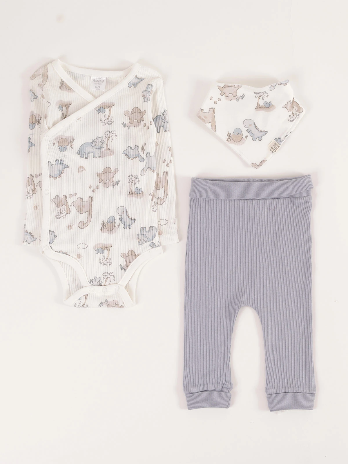 CONJUNTO KIMONO ALGODÓN BODY + PANTALON + BABERO BEBE NIÑO BABY HARVEST - 1