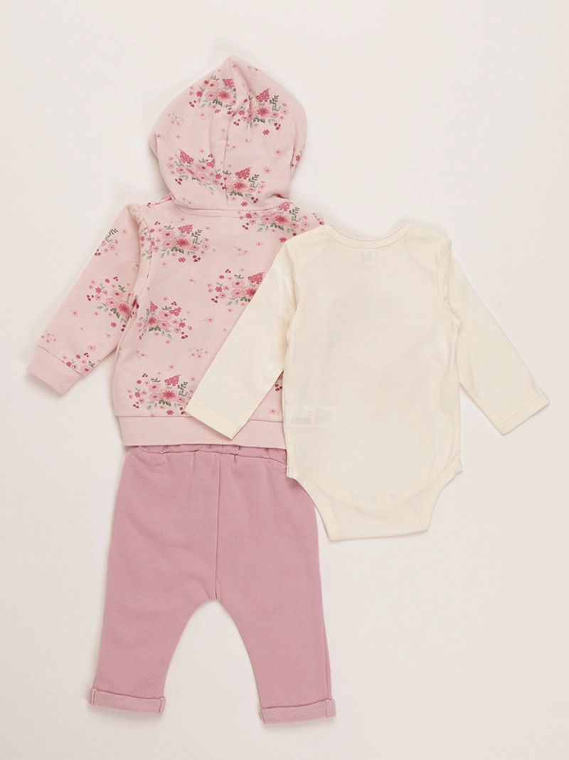 CONJUNTO FRANELA BODY + POLERA + PANTALON BEBE NIÑA BABY HARVEST - 2
