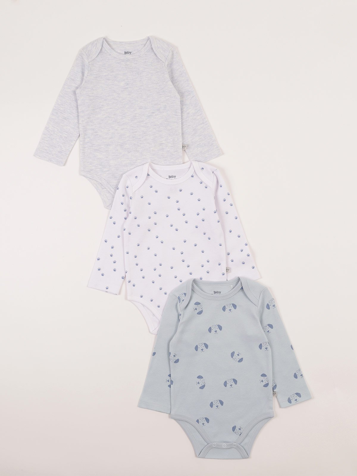 PACK X3 BODYS MANGA LARGA ALGODÓN BEBE NIÑO BABY HARVEST - 1