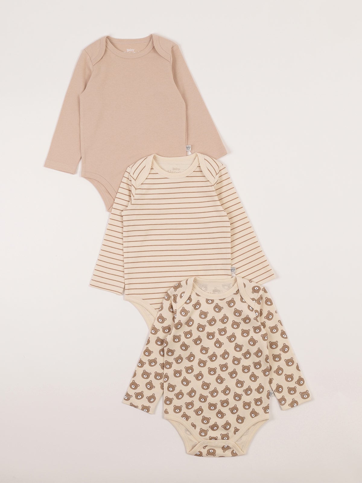 PACK X3 BODYS MANGA LARGA ALGODÓN BEBE NIÑO BABY HARVEST - 1