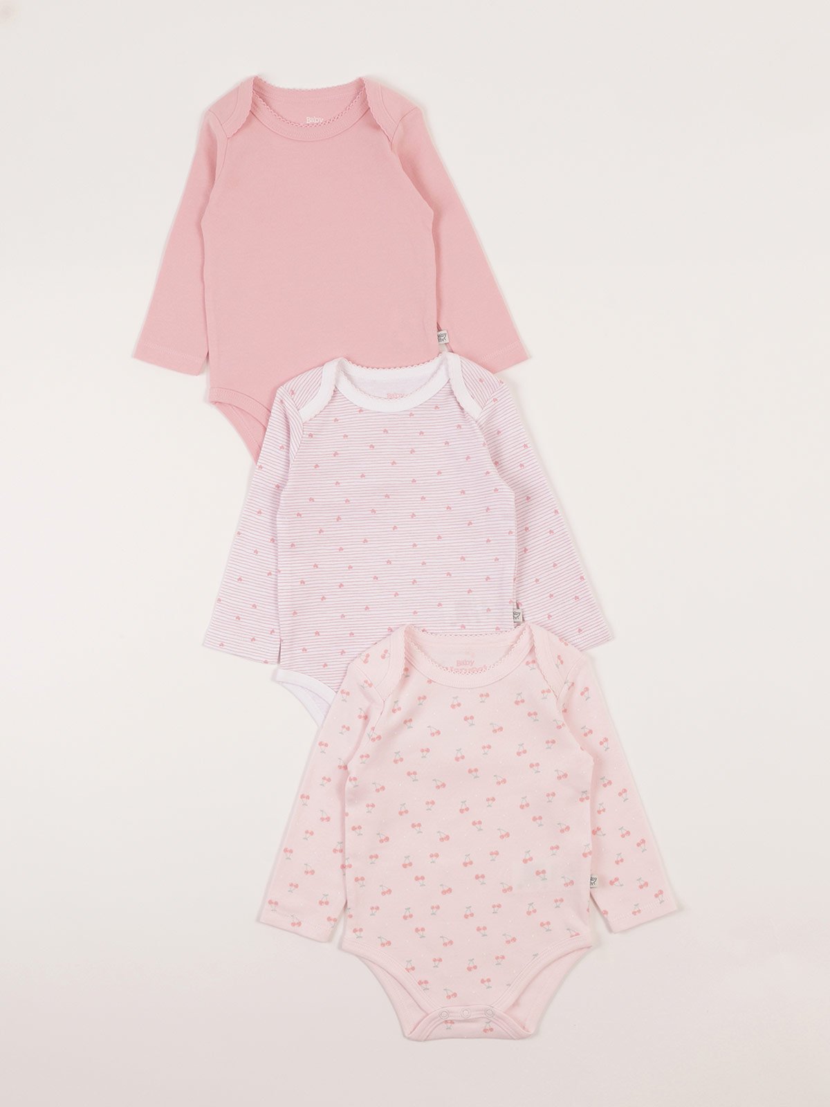 PACK X3 BODYS MANGA LARGA ALGODÓN BEBE NIÑA BABY HARVEST - 1