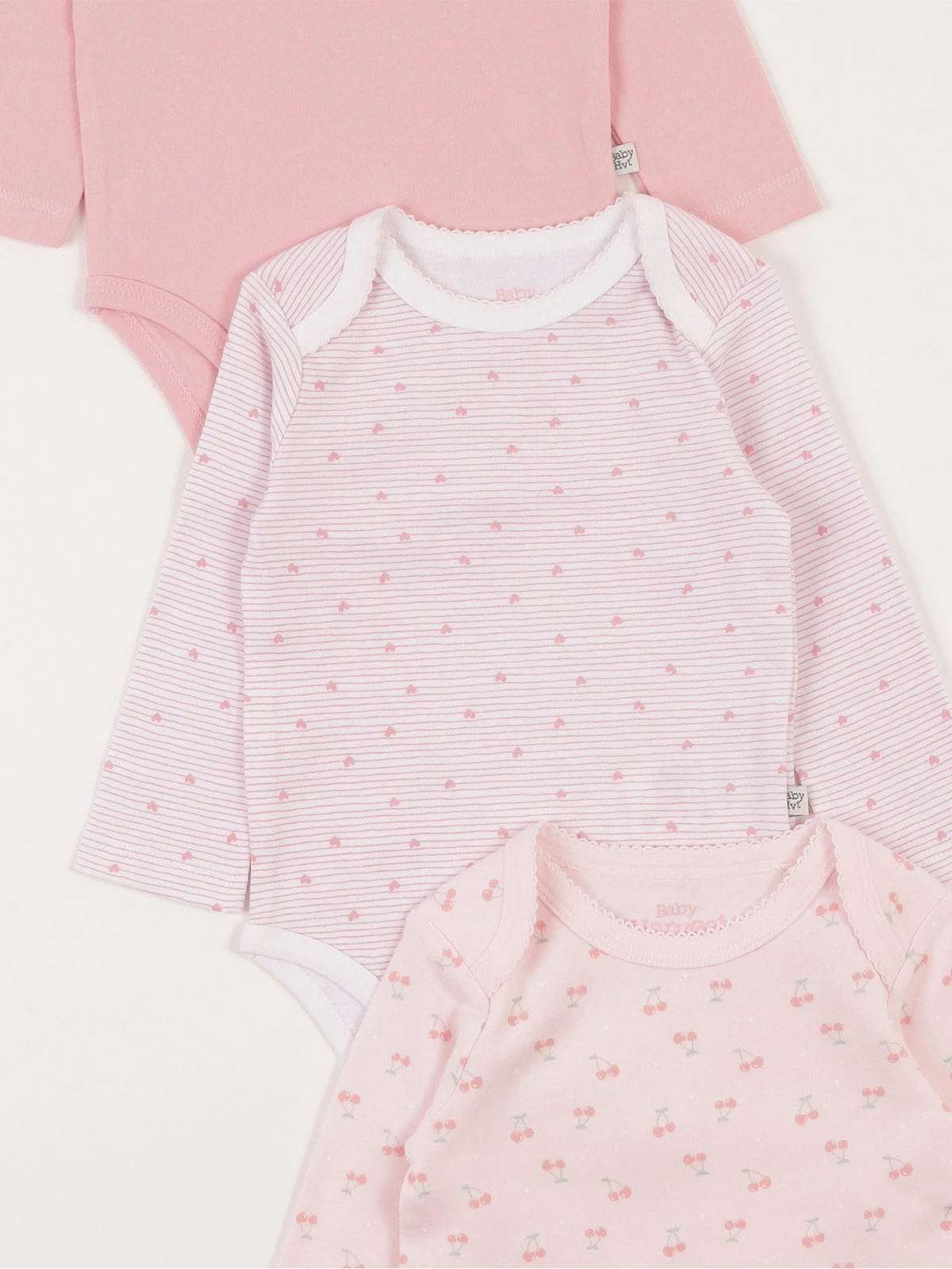 PACK X3 BODYS MANGA LARGA ALGODÓN BEBE NIÑA BABY HARVEST - 3