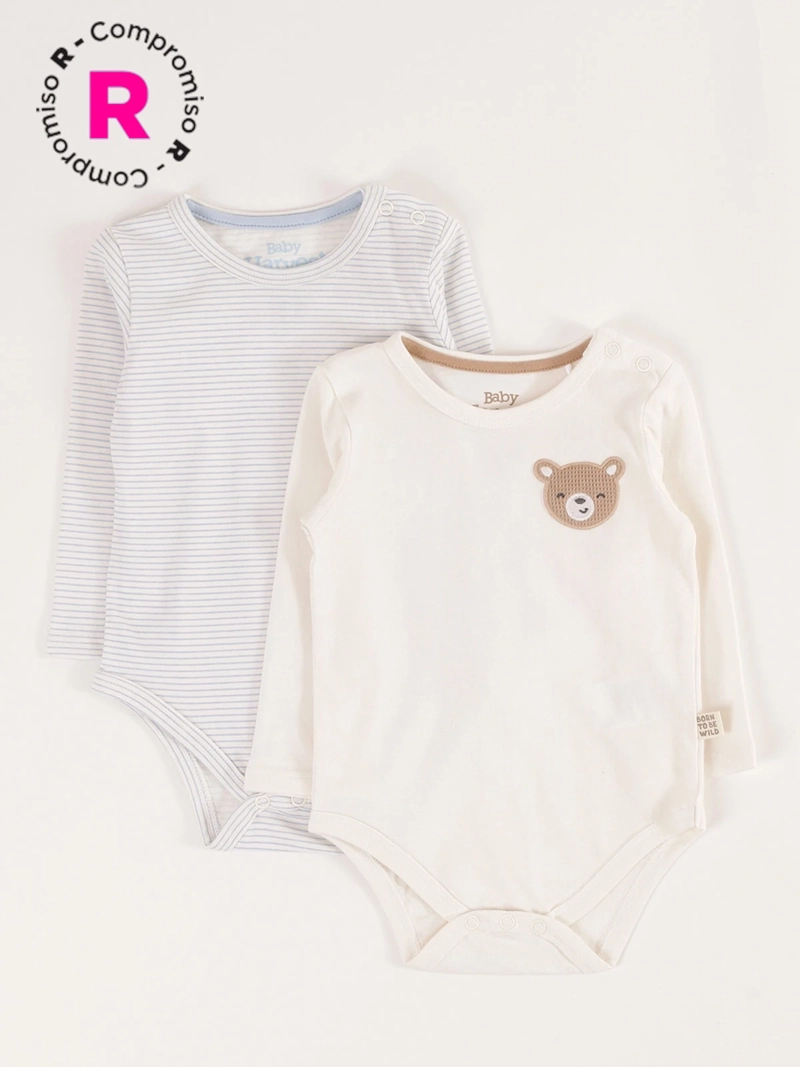 PACK X2 BODYS MANGA LARGA ALGODÓN PATCH BEBE NIÑO BABY HARVEST - 1