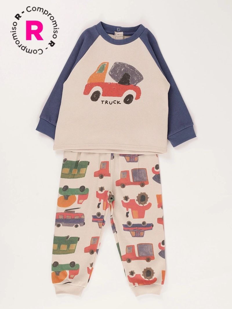 PIJAMA FRANELA CAMIONES BEBE NIÑO BABY HARVEST - 1