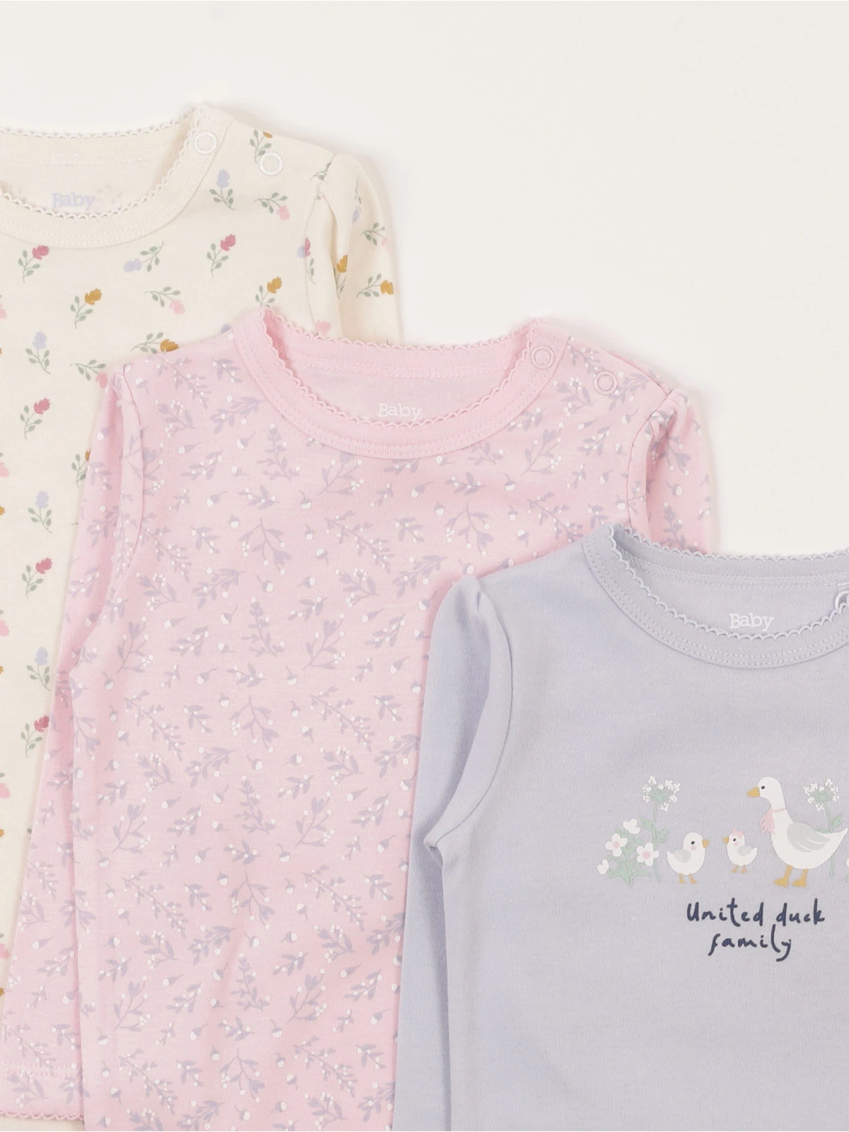 PACK X3 BODYS MANGA LARGA ALGODÓN BEBE NIÑA BABY HARVEST - 3