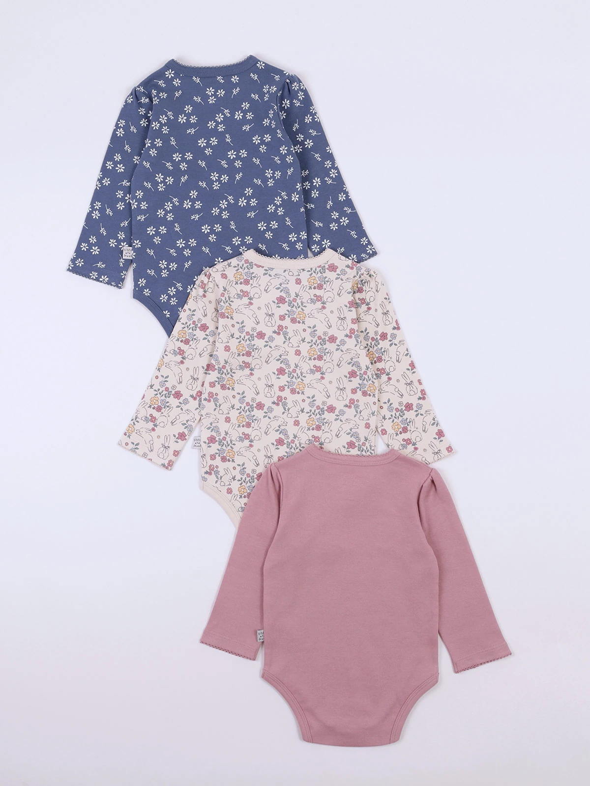 PACK X3 BODYS MANGA LARGA ALGODÓN BEBE NIÑA BABY HARVEST - 2