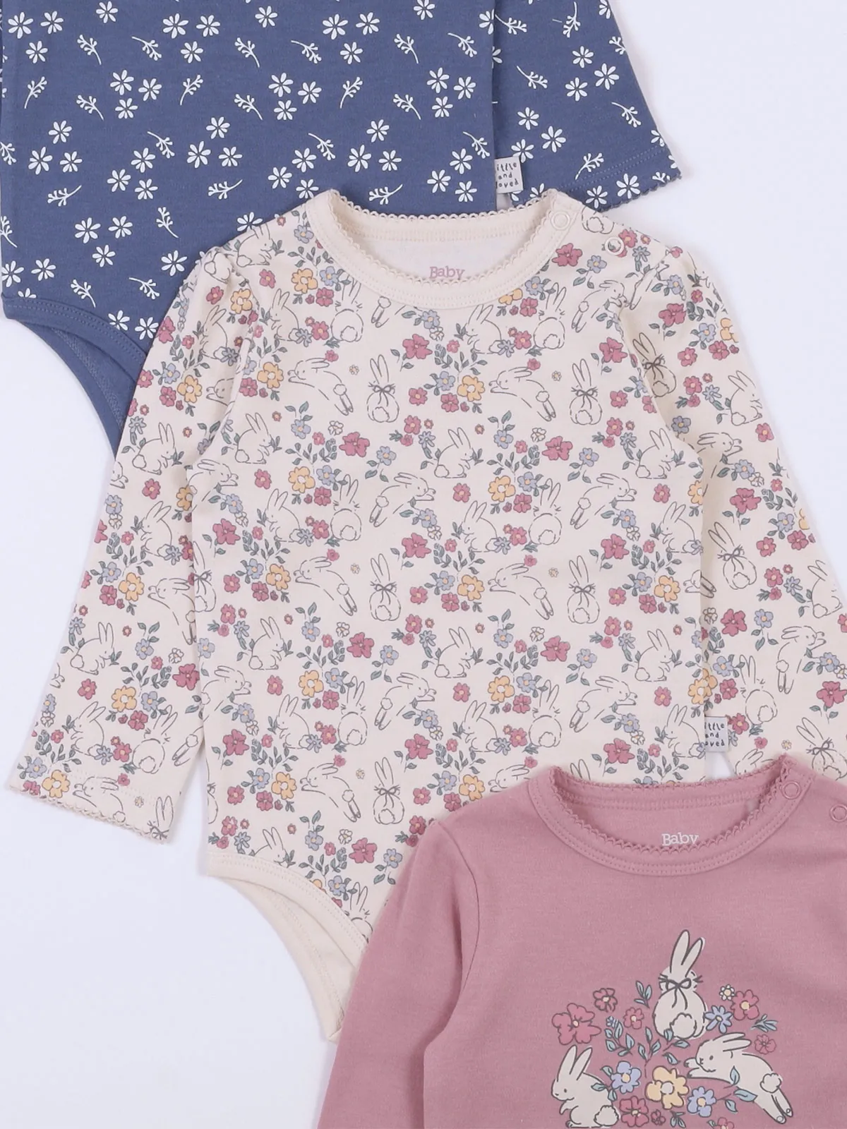 PACK X3 BODYS MANGA LARGA ALGODÓN BEBE NIÑA BABY HARVEST - 3