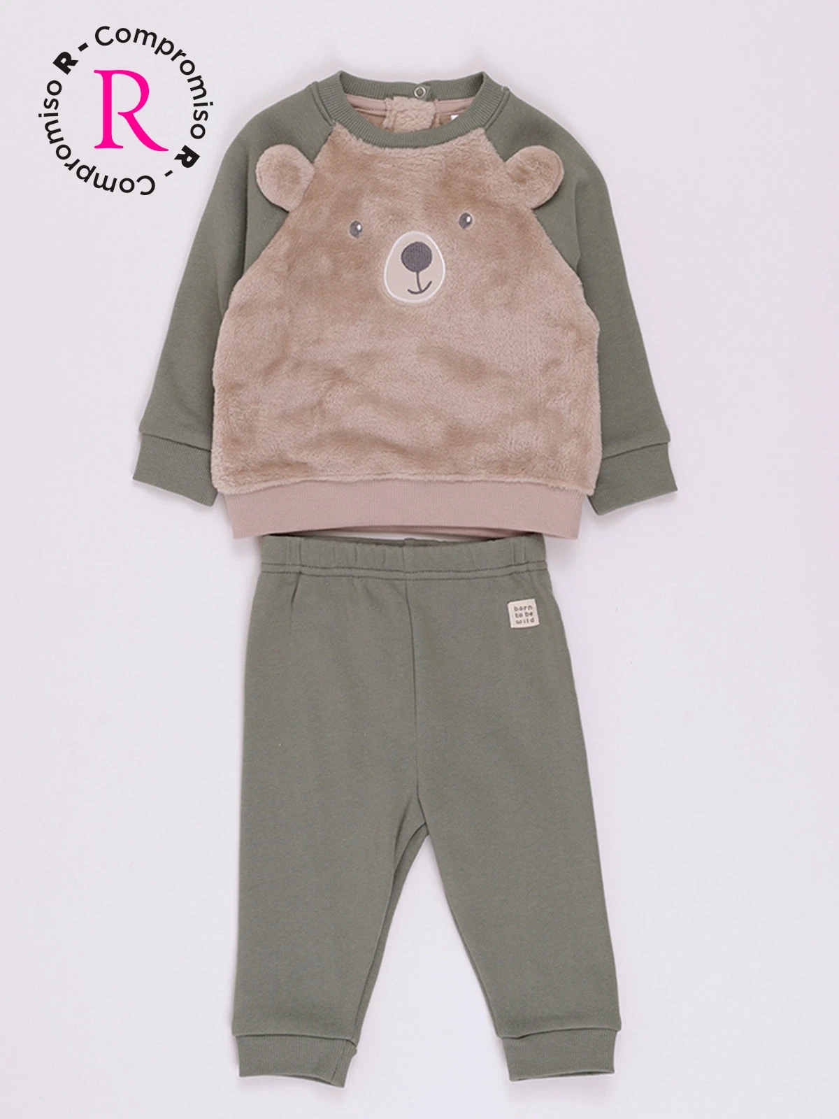 CONJUNTO CORAL FLEECE POLERA + PANTALON BEBE NIÑO BABY HARVEST - 1