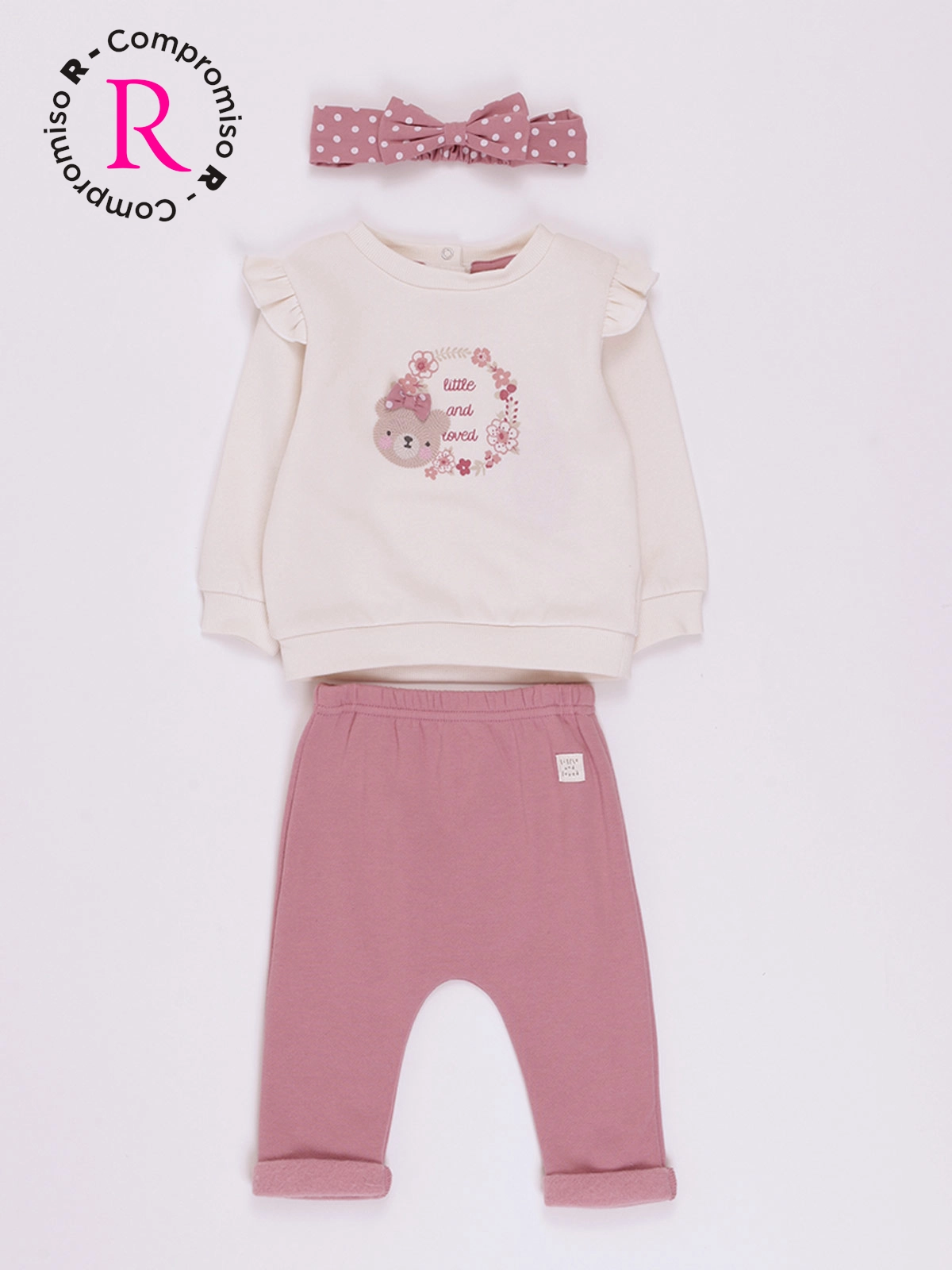 CONJUNTO TEDDY FRANELA POLERA + PANTALON + VINCHA BEBE NIÑA BABY HARVEST - 1